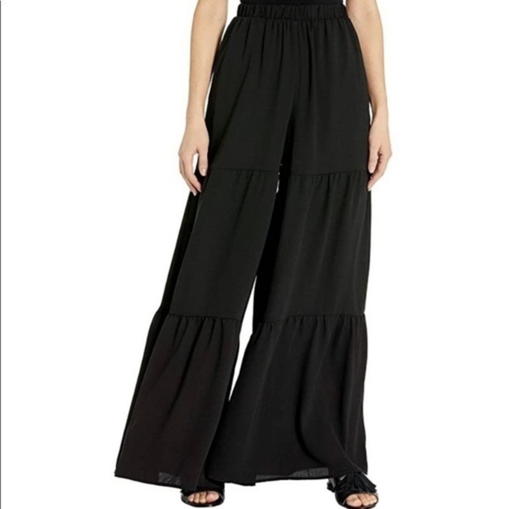 Show Me Your Mumu Black Serafina Wide Leg Tiered Pants XS EUC